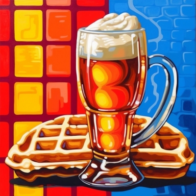 Belgian Delight- A Pop Art Celebration of Waffles and Beer