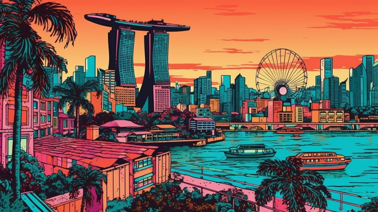 Cityscape Singapore- A Bright and Bold Pop Art Interpretation