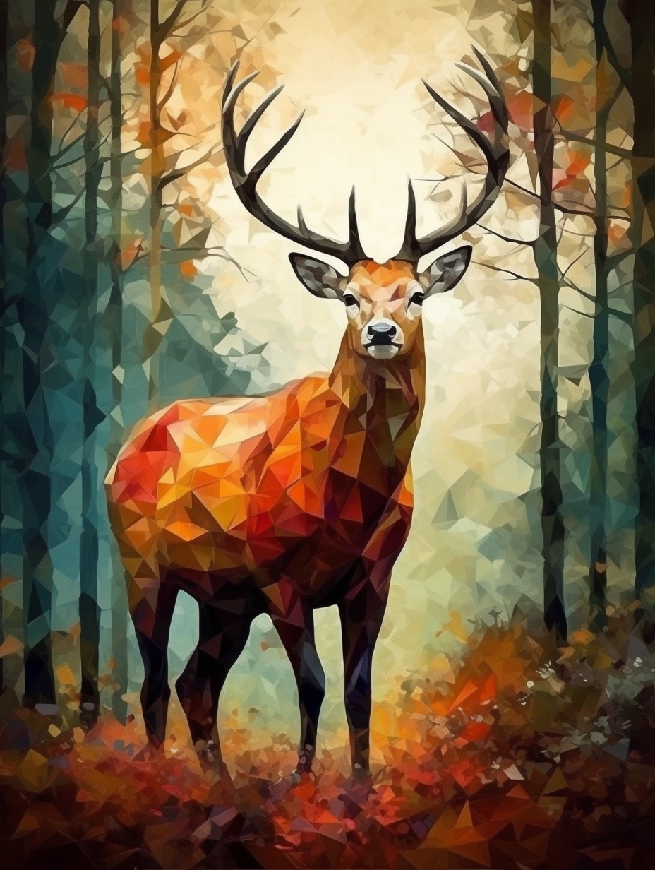 Cubist Woods- A Stag's Domain