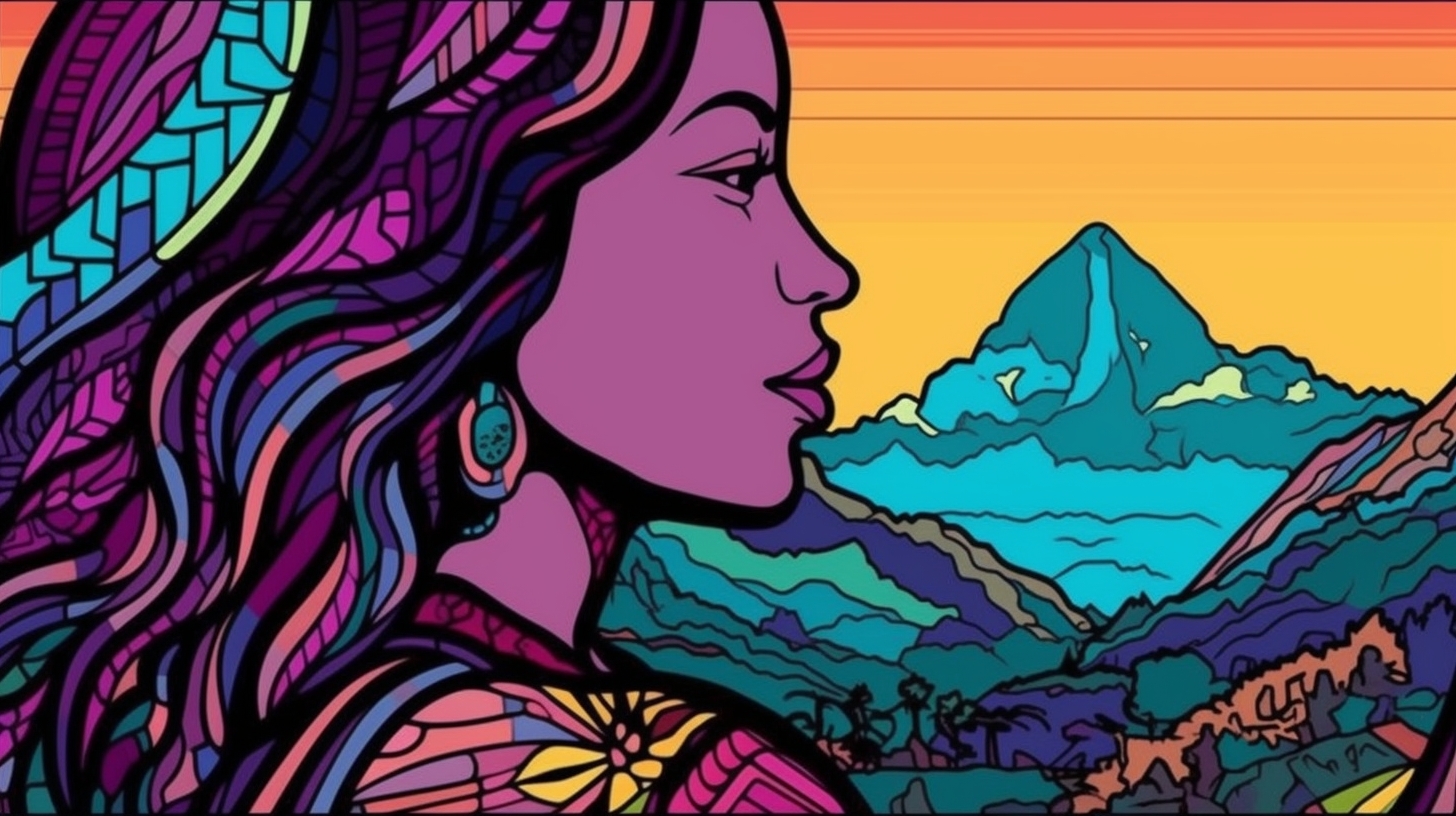 Harmony of Andean Affection- A Pop Art Love Letter to Machu Picchu