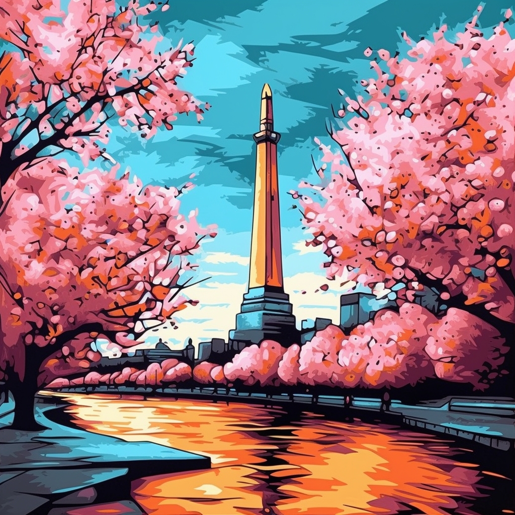 London Blooms- A Pop Art Tribute to Cherry Blossom Trees