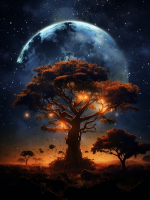 Silent Enchantment- Celestial Rhapsody under the Baobab