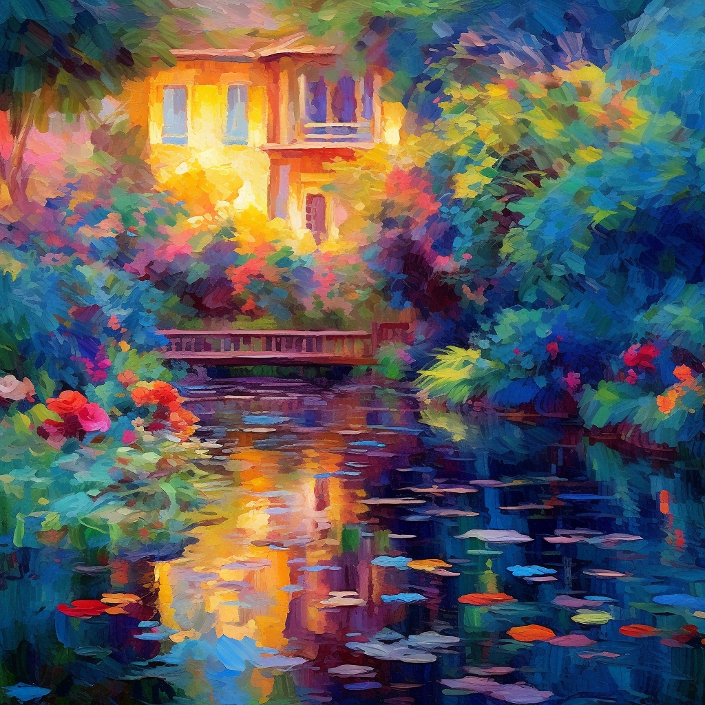 Sunset Serenade - an Impressionist masterpiece depicting the ethereal beauty of a summer evening.